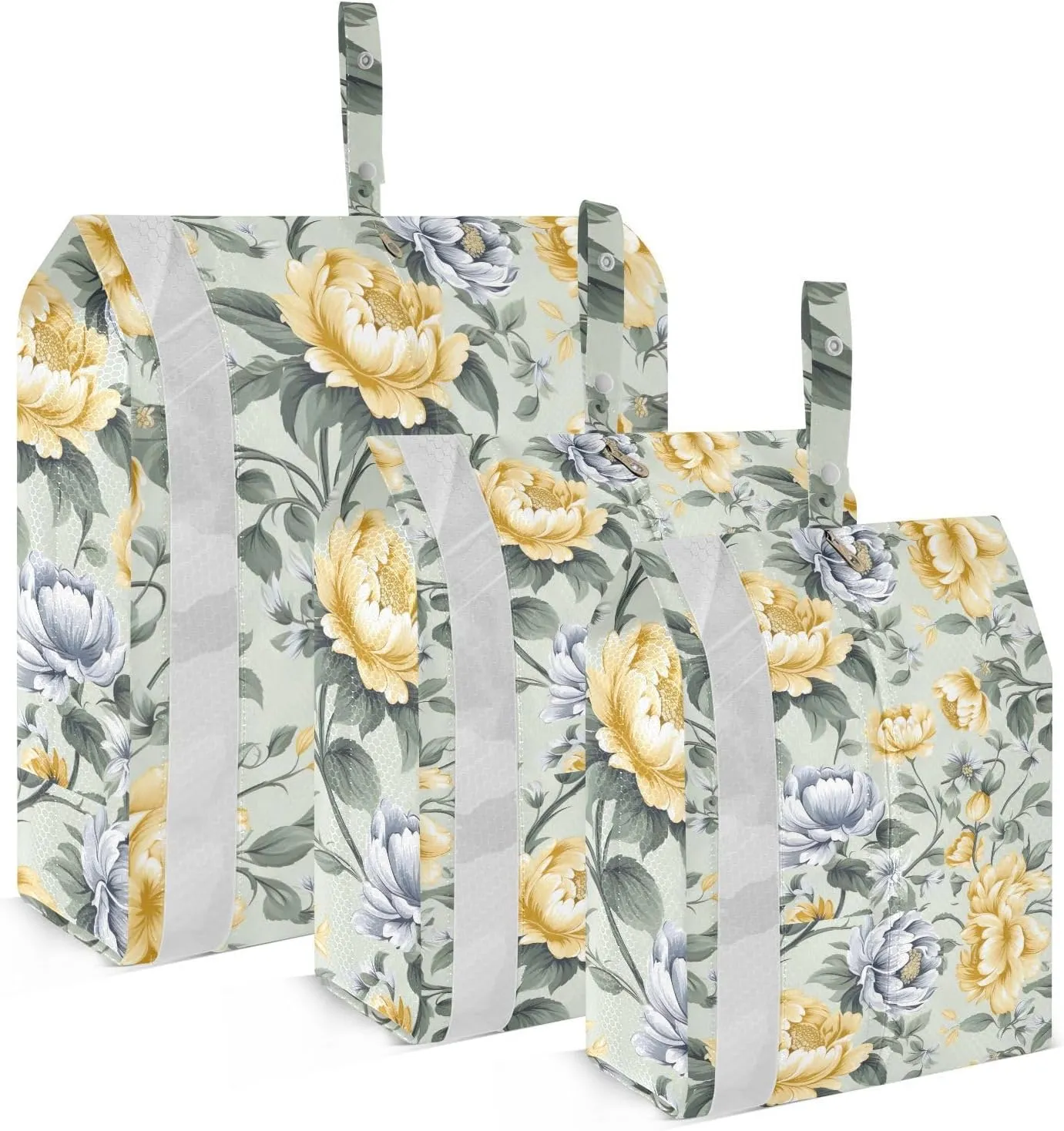 DOMIKING Yellow Daisy Flower Packing Cubes for Travel Luggage Organizer Hanging Packing Bag for Suitcases Clothes Set of 3
