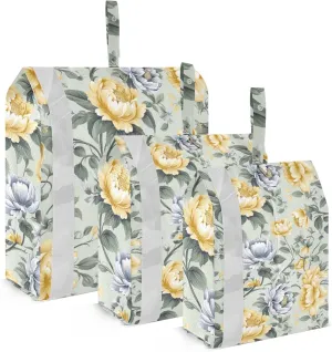 DOMIKING Yellow Daisy Flower Packing Cubes for Travel Luggage Organizer Hanging Packing Bag for Suitcases Clothes Set of 3