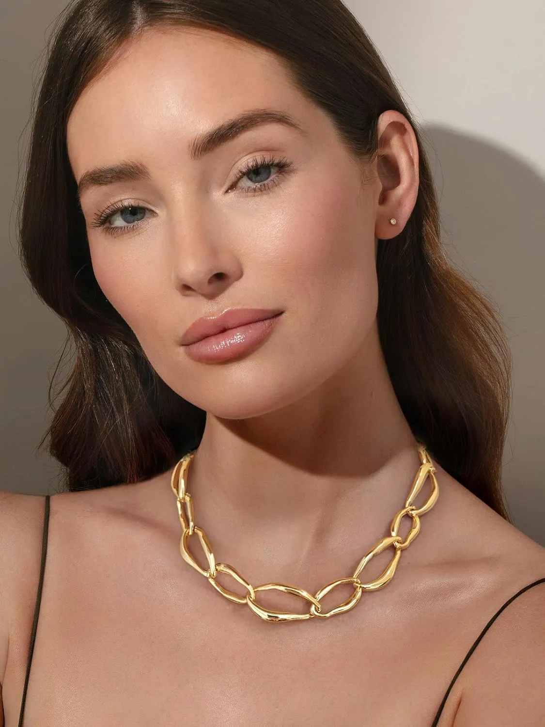 ENSKEEN Gold Necklaces for Women Trendy Chunky Thick Link Chain Choker Necklace Adjustable Gold Statement Necklaces