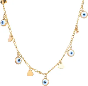 Evil Eye Necklace for Women, 18K Gold Heart Star Necklace for Women