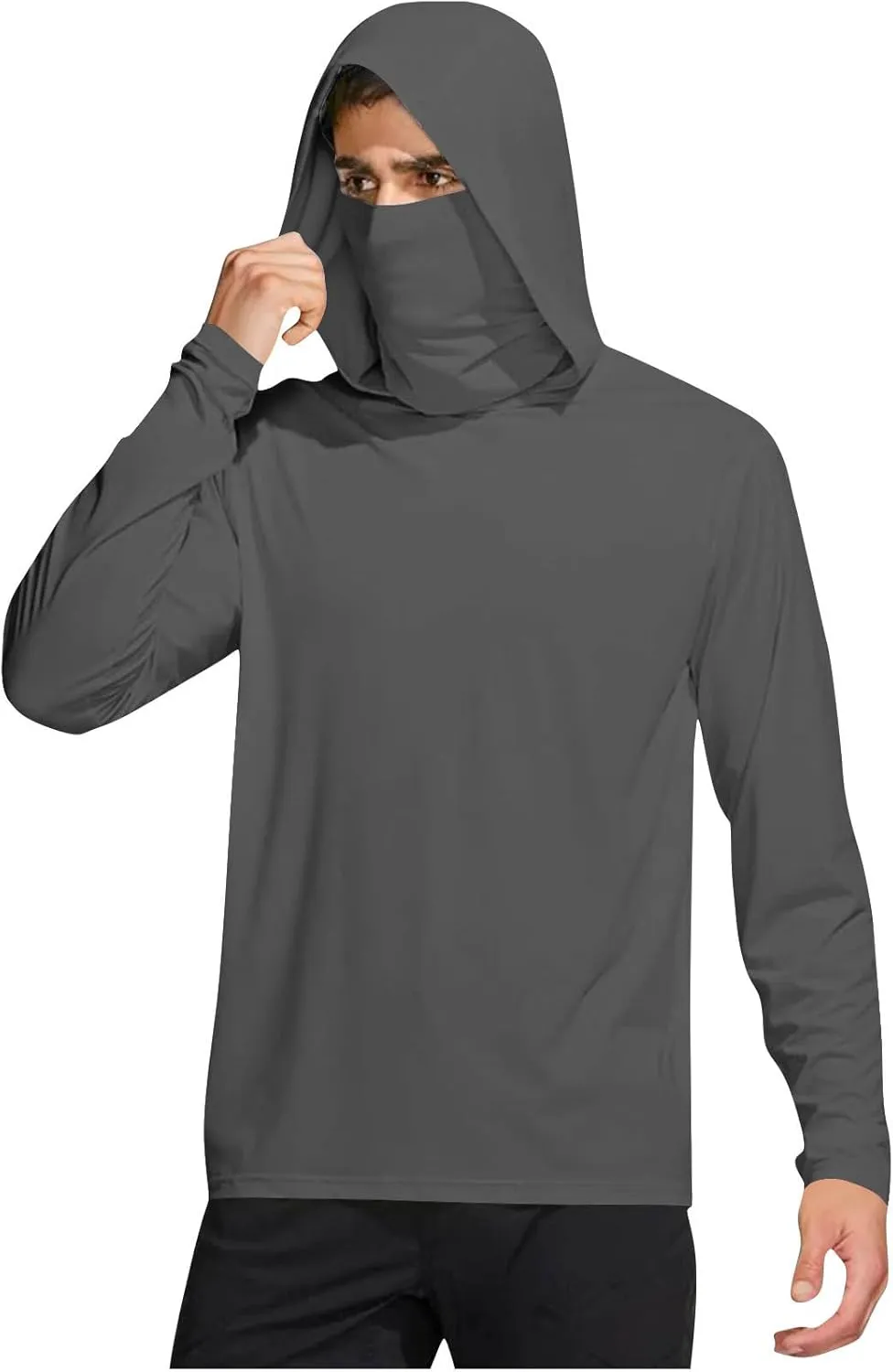 Fishing Hoodies for Men with Face Mask Sun Protection Hiking Hoodie Shirt Upf 50  Long Sleeve T-Shirts Lightweight M-3XL