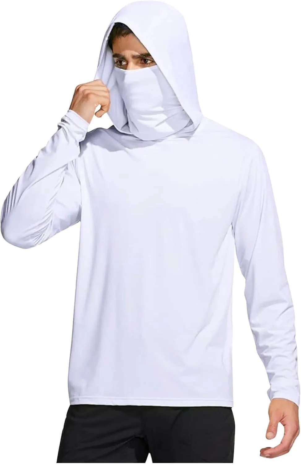 Fishing Hoodies for Men with Face Mask Sun Protection Hiking Hoodie Shirt Upf 50  Long Sleeve T-Shirts Lightweight M-3XL