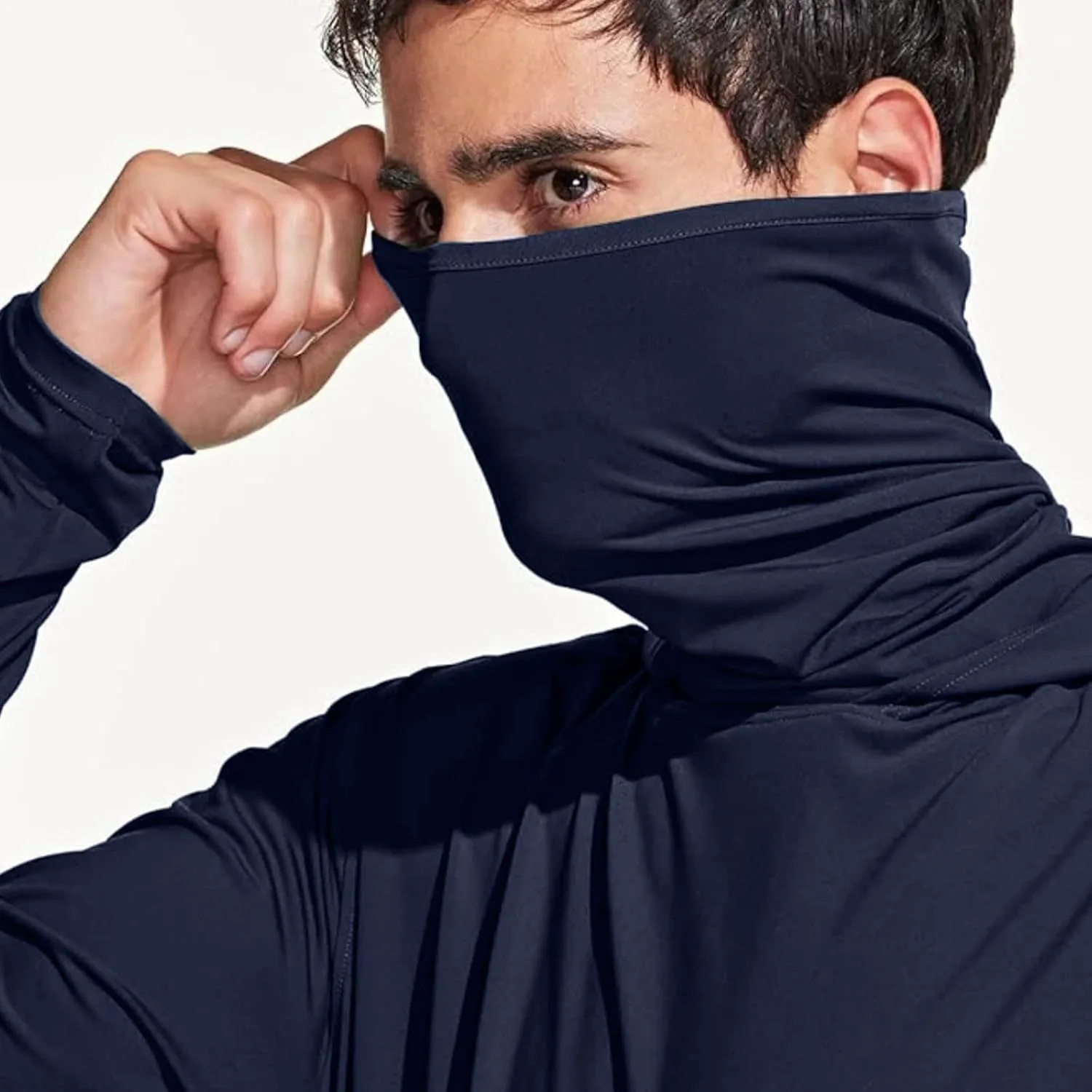 Fishing Hoodies for Men with Face Mask Sun Protection Hiking Hoodie Shirt Upf 50  Long Sleeve T-Shirts Lightweight M-3XL