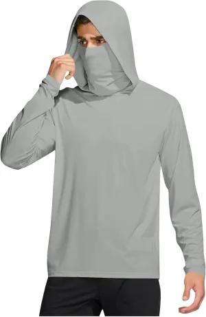Fishing Hoodies for Men with Face Mask Sun Protection Hiking Hoodie Shirt Upf 50  Long Sleeve T-Shirts Lightweight M-3XL