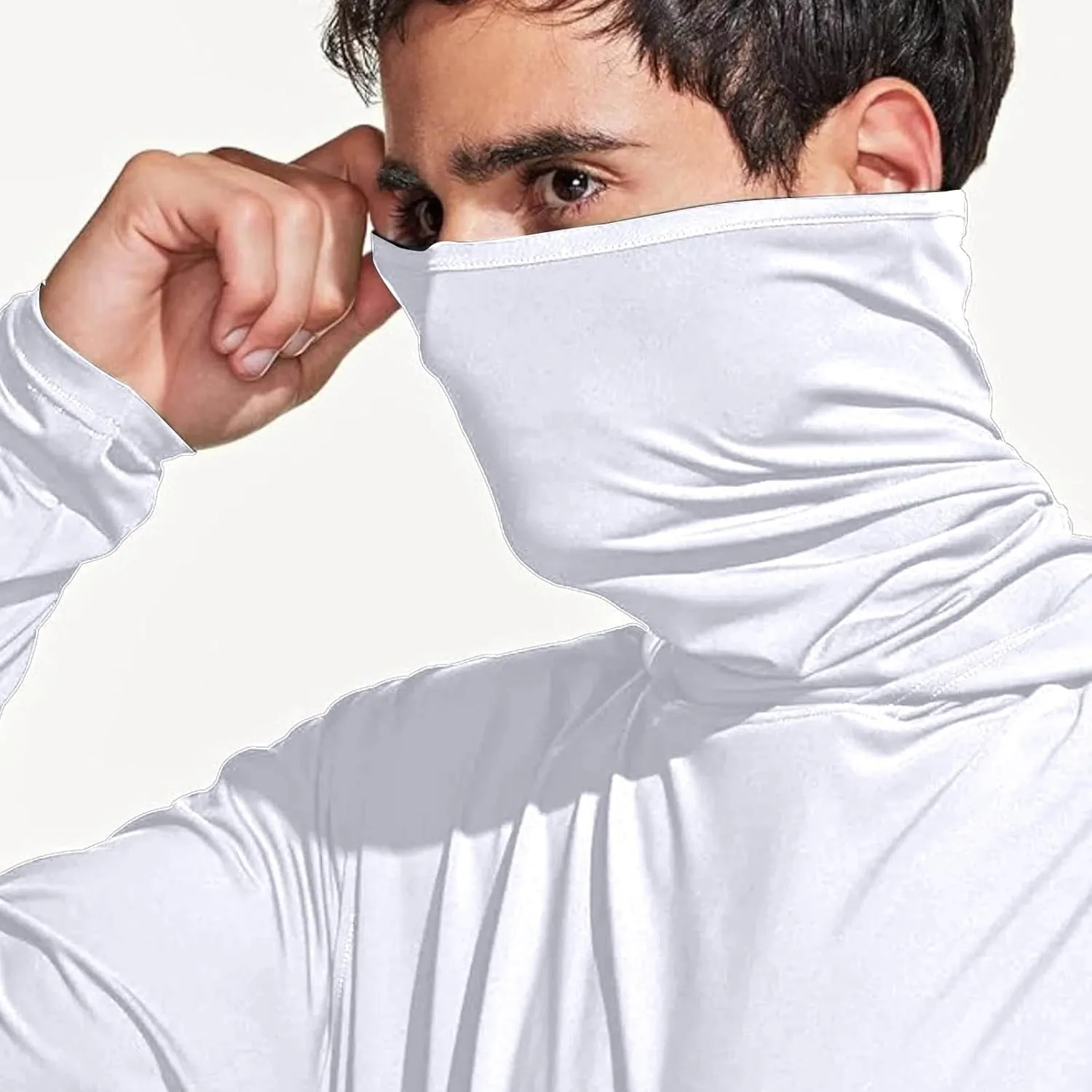 Fishing Hoodies for Men with Face Mask Sun Protection Hiking Hoodie Shirt Upf 50  Long Sleeve T-Shirts Lightweight M-3XL