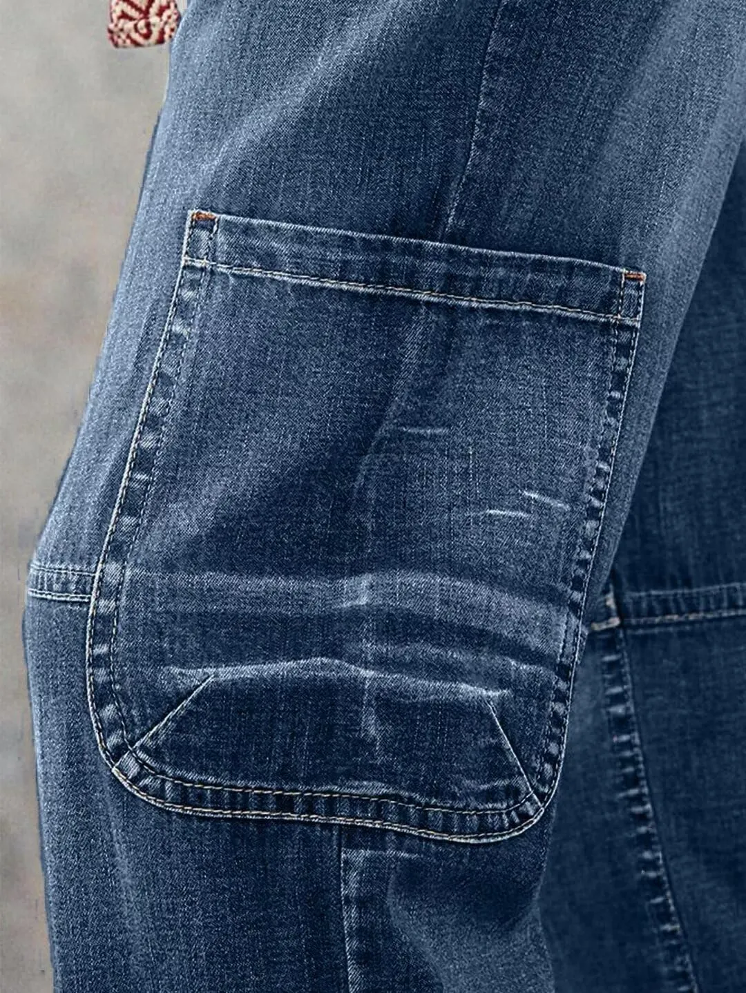 Flamingals Straight Leg Button Fly Jeans for Women Multi Pocket Mid Rise Jeans Without Belt Denim Pants
