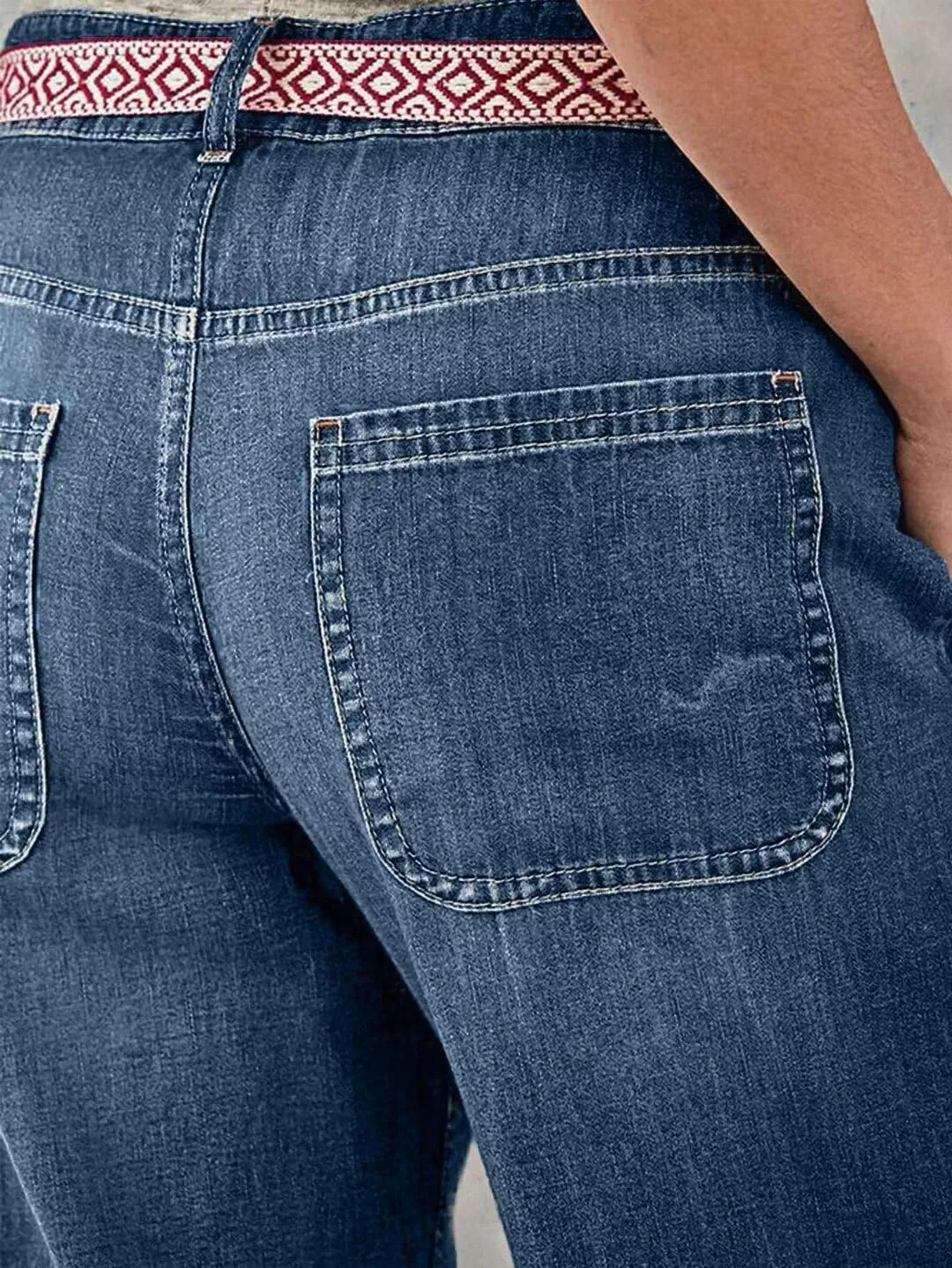 Flamingals Straight Leg Button Fly Jeans for Women Multi Pocket Mid Rise Jeans Without Belt Denim Pants