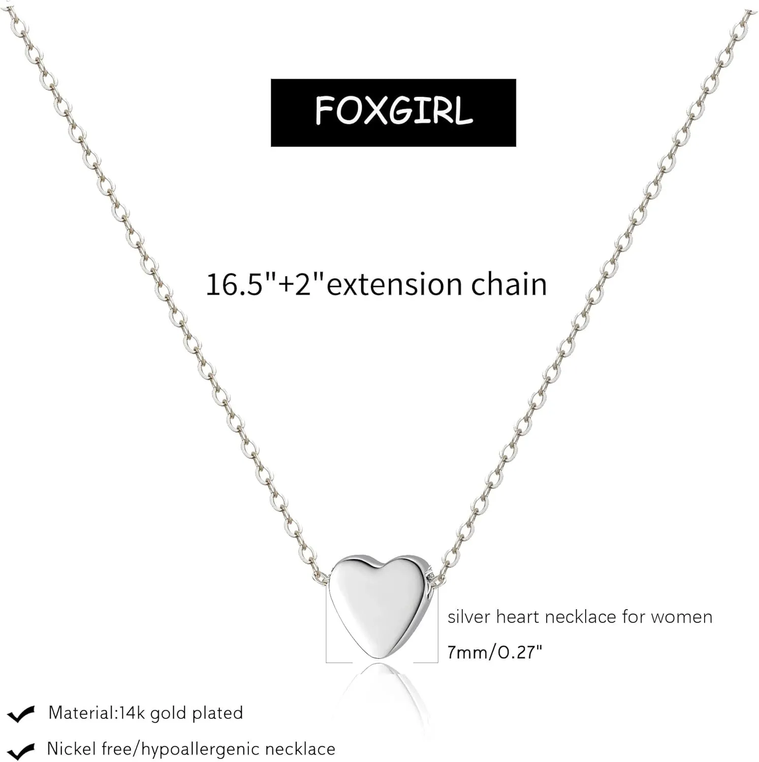 Foxgirl Gold Heart Necklaces for Women 14k Gold Plated Pendant Necklace Simple Cute Necklaces for Women Dainty Layered Choker Necklaces for Women Gold Jewelry for Teen Girls