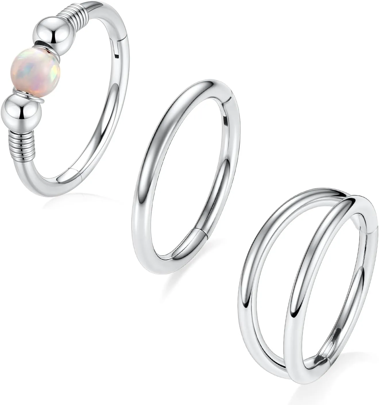 GAGABODY Conch Piercing Jewelry 20g 18g Septum Jewelry Conch Jewelry Daith Earrings Surgical Steel Clicker Hoop Opal Lip Rings with CZ Helix Rook Cartilage Piercing Jewelry