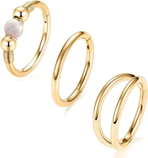 GAGABODY Conch Piercing Jewelry 20g 18g Septum Jewelry Conch Jewelry Daith Earrings Surgical Steel Clicker Hoop Opal Lip Rings with CZ Helix Rook Cartilage Piercing Jewelry