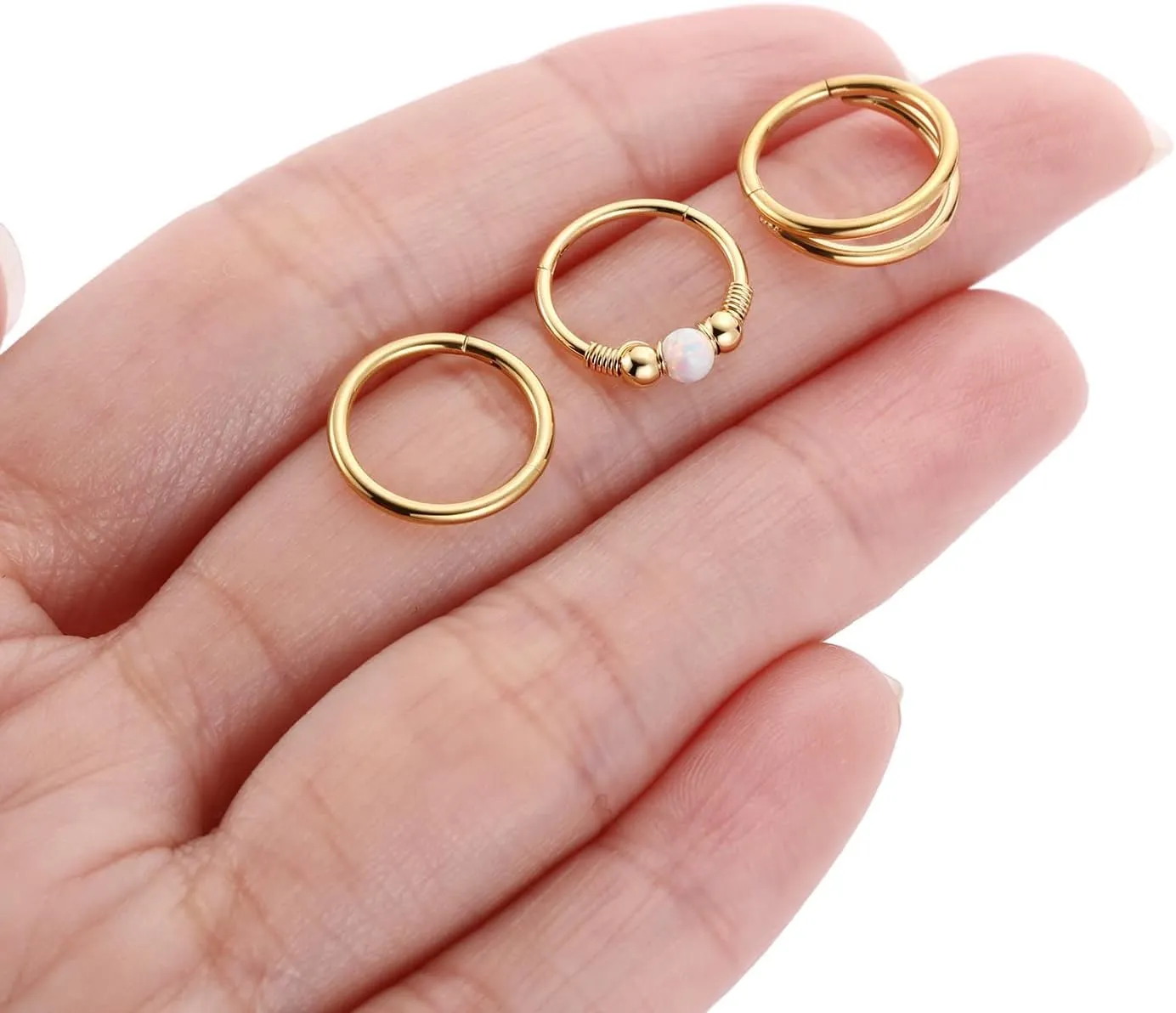 GAGABODY Conch Piercing Jewelry 20g 18g Septum Jewelry Conch Jewelry Daith Earrings Surgical Steel Clicker Hoop Opal Lip Rings with CZ Helix Rook Cartilage Piercing Jewelry