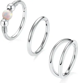GAGABODY Conch Piercing Jewelry 20g 18g Septum Jewelry Conch Jewelry Daith Earrings Surgical Steel Clicker Hoop Opal Lip Rings with CZ Helix Rook Cartilage Piercing Jewelry