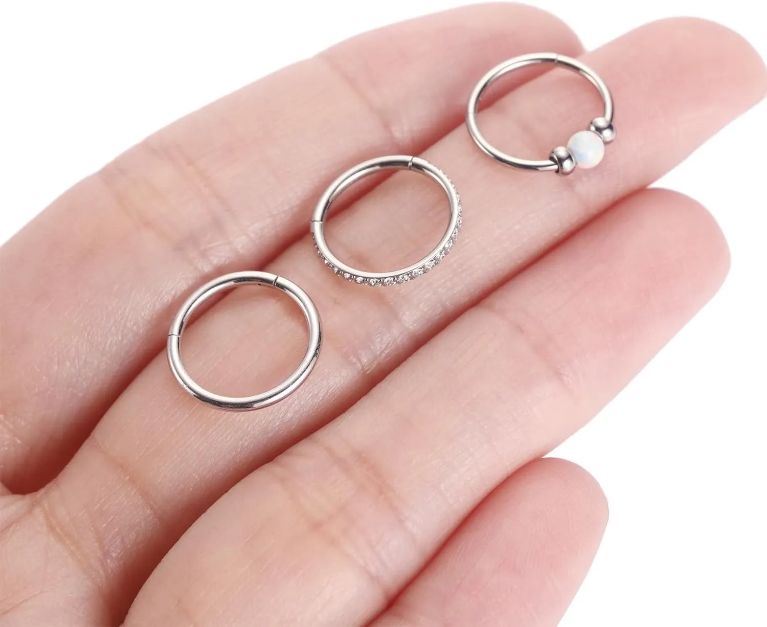 GAGABODY Conch Piercing Jewelry 20g 18g Septum Jewelry Conch Jewelry Daith Earrings Surgical Steel Clicker Hoop Opal Lip Rings with CZ Helix Rook Cartilage Piercing Jewelry