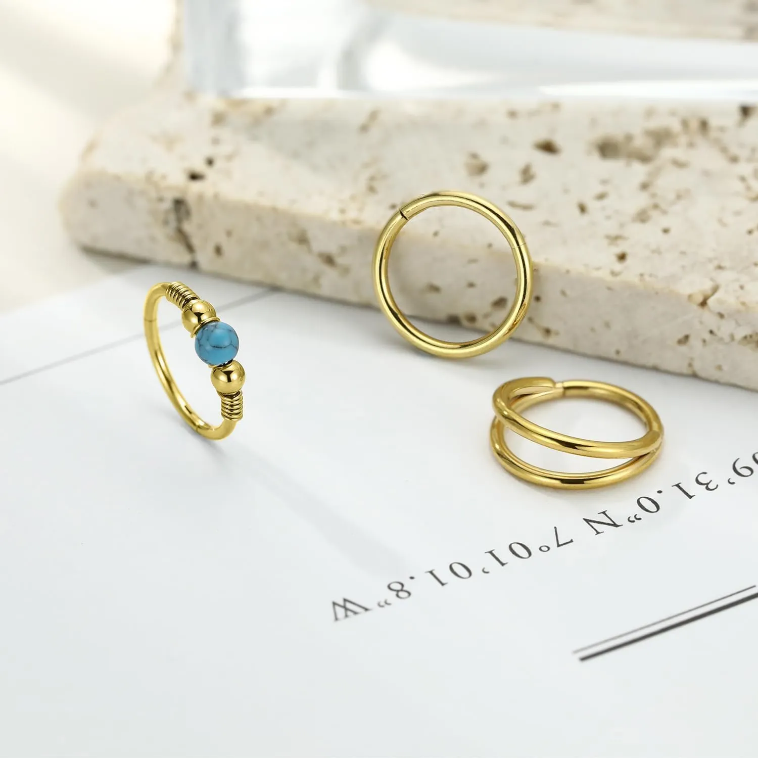 GAGABODY Conch Piercing Jewelry 20g 18g Septum Jewelry Conch Jewelry Daith Earrings Surgical Steel Clicker Hoop Opal Lip Rings with CZ Helix Rook Cartilage Piercing Jewelry