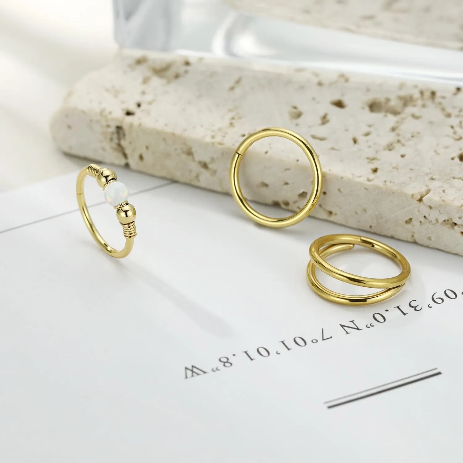 GAGABODY Conch Piercing Jewelry 20g 18g Septum Jewelry Conch Jewelry Daith Earrings Surgical Steel Clicker Hoop Opal Lip Rings with CZ Helix Rook Cartilage Piercing Jewelry