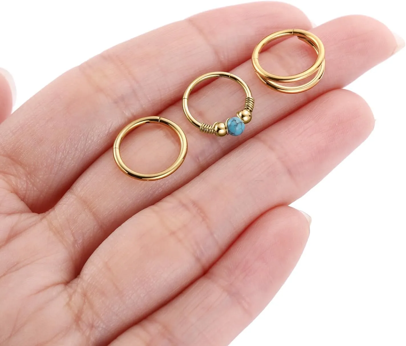 GAGABODY Conch Piercing Jewelry 20g 18g Septum Jewelry Conch Jewelry Daith Earrings Surgical Steel Clicker Hoop Opal Lip Rings with CZ Helix Rook Cartilage Piercing Jewelry