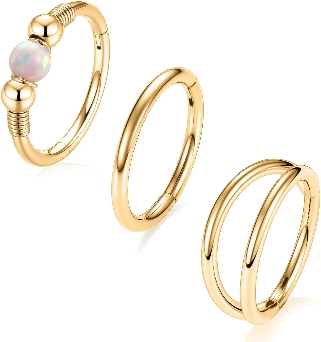 GAGABODY Conch Piercing Jewelry 20g 18g Septum Jewelry Conch Jewelry Daith Earrings Surgical Steel Clicker Hoop Opal Lip Rings with CZ Helix Rook Cartilage Piercing Jewelry