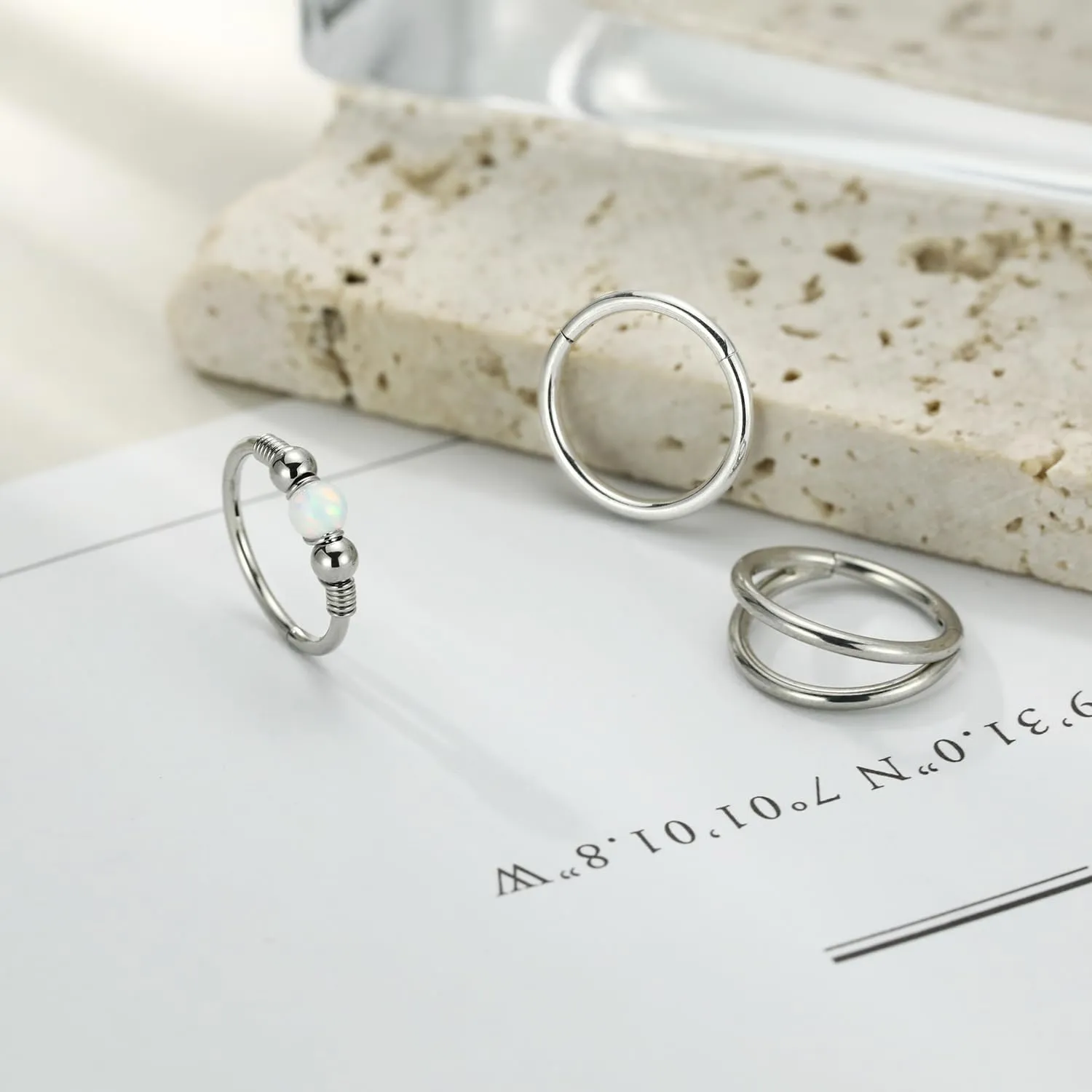 GAGABODY Conch Piercing Jewelry 20g 18g Septum Jewelry Conch Jewelry Daith Earrings Surgical Steel Clicker Hoop Opal Lip Rings with CZ Helix Rook Cartilage Piercing Jewelry