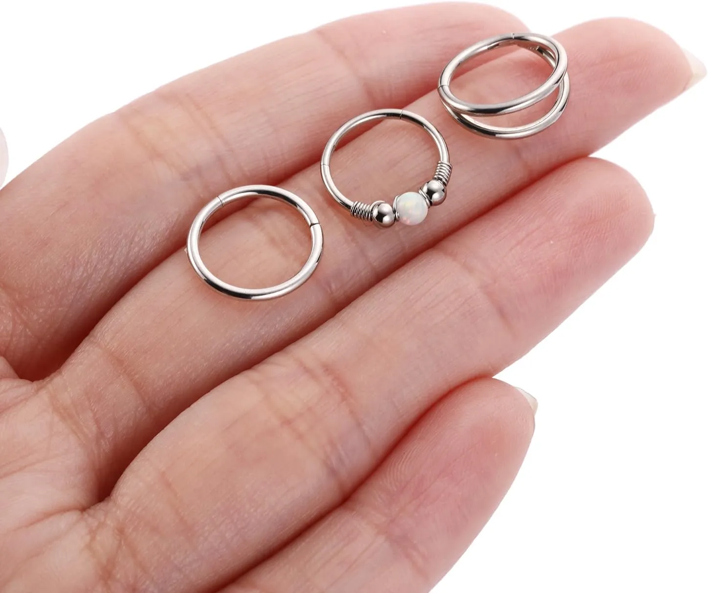 GAGABODY Conch Piercing Jewelry 20g 18g Septum Jewelry Conch Jewelry Daith Earrings Surgical Steel Clicker Hoop Opal Lip Rings with CZ Helix Rook Cartilage Piercing Jewelry