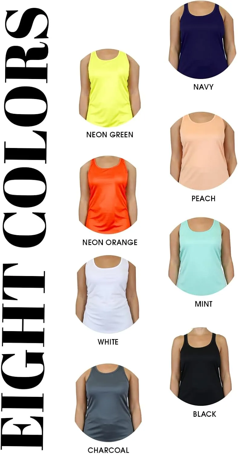 Galaxy by Harvic Womens Moisture Wicking Racerback Tagless Polyester Tanks Tops