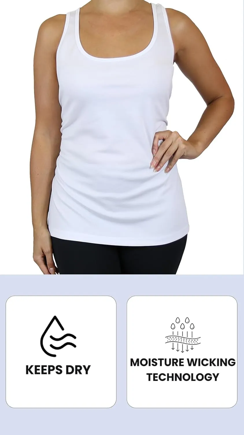 Galaxy by Harvic Womens Moisture Wicking Racerback Tagless Polyester Tanks Tops