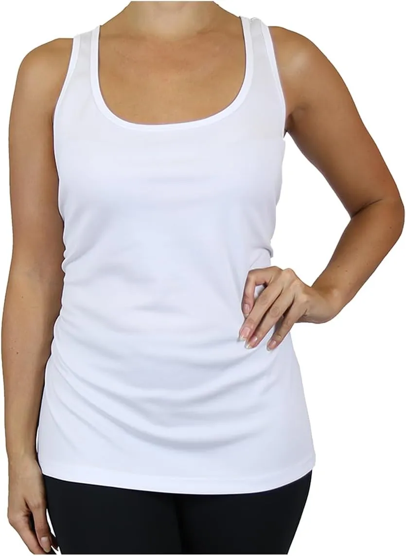 Galaxy by Harvic Womens Moisture Wicking Racerback Tagless Polyester Tanks Tops