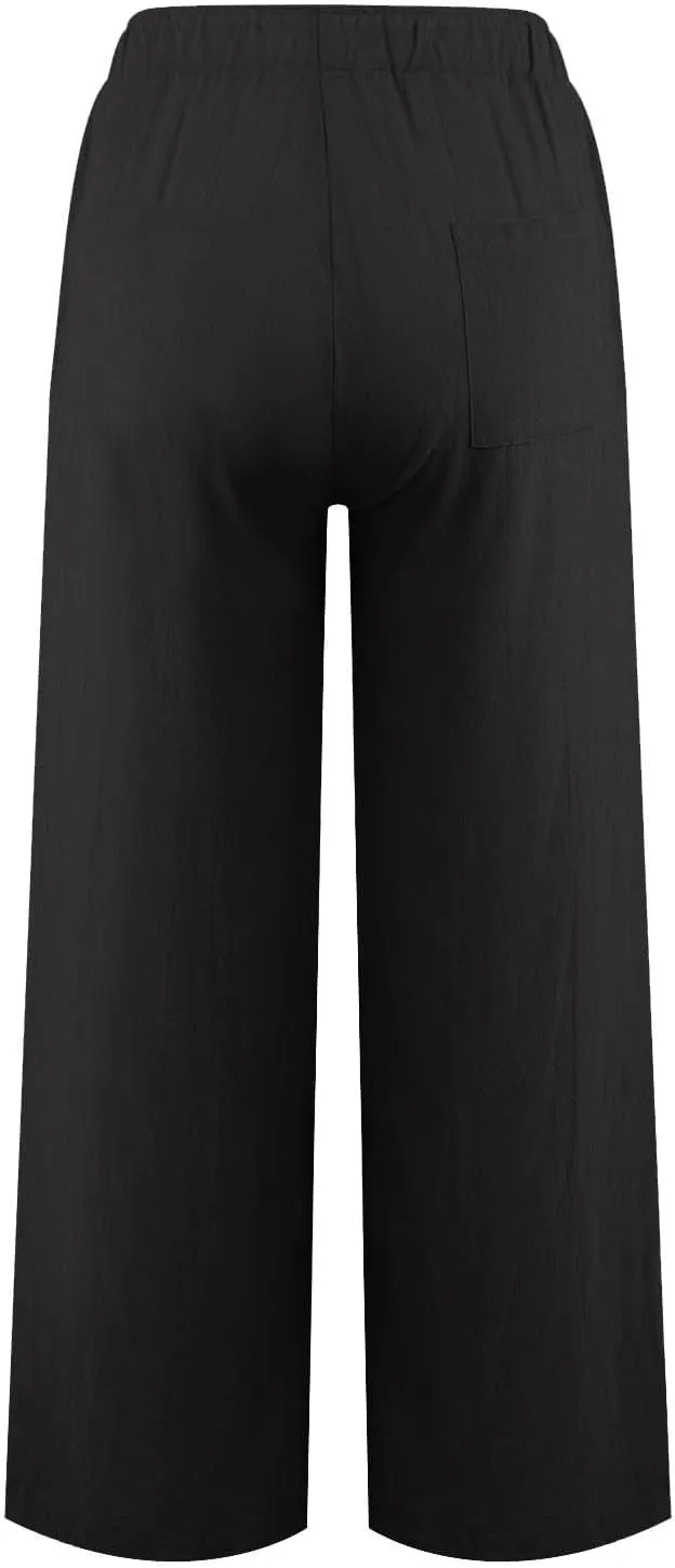 Geleglaer Linen Pants for Women Summer Lightweight Drawstring High Waisted Pants Casual Loose Wide Leg Trousers with Pockets