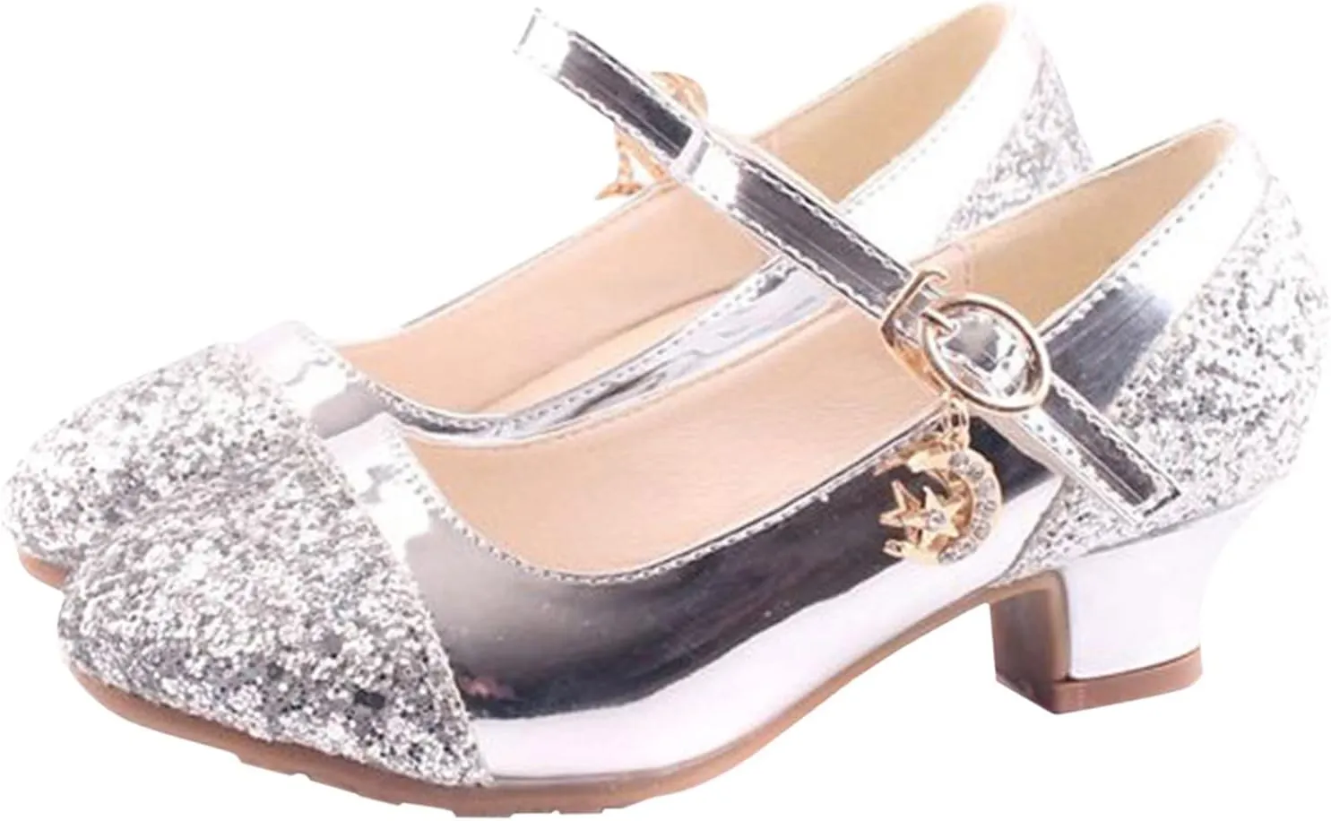 Girls Mary Jane Dress Shoes Rhinestones Sparkle Flower Girl Wedding Low Heels Toddler Girls Pump Dress Shoes for Girls