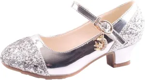 Girls Mary Jane Dress Shoes Rhinestones Sparkle Flower Girl Wedding Low Heels Toddler Girls Pump Dress Shoes for Girls