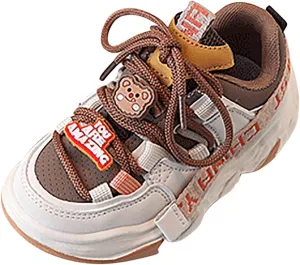 Girls Non Slip Sneakers Lace Breathable Fall Lightweight Running Sport Shoes Kids First Walking Fashion Thick Shoes