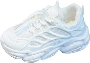 Girls Sneakers Lace up Running Athletic Shoes Lightweight Breathable Jelly Sole Kids Walking Shoes Casual Sports