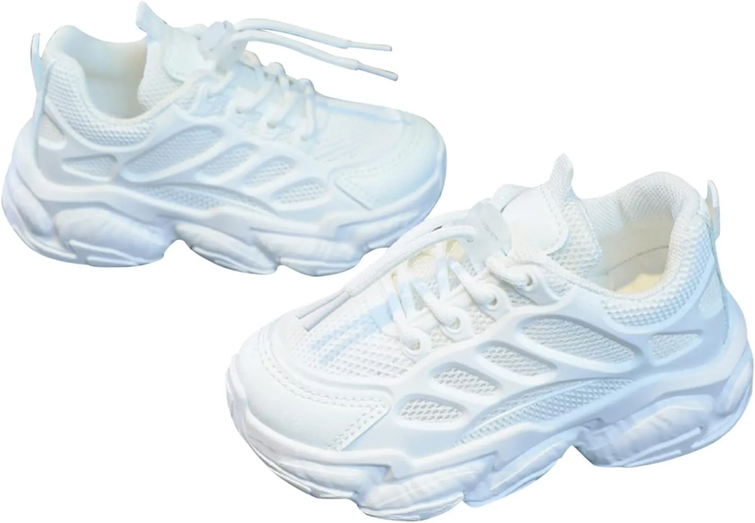 Girls Sneakers Lace up Running Athletic Shoes Lightweight Breathable Jelly Sole Kids Walking Shoes Casual Sports
