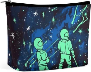 Glow In The Dark Cosmetic Bags for Women Men Waterproof Travel Toiletry Bag Large Capacity Makeup Bags PU Leather Cute Makeup Pouch Protable Travel Bag for Toiletries