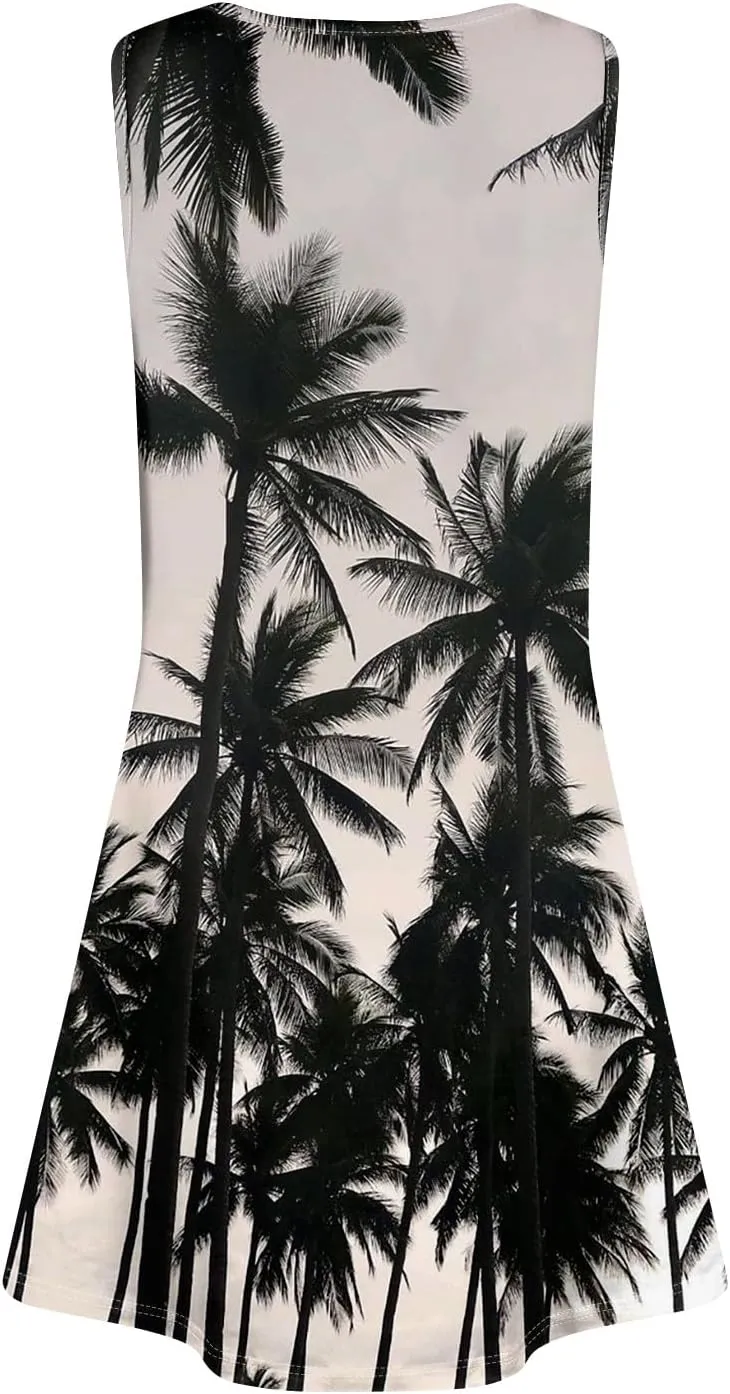 Going Out Dresses for Women Spring Tank Dress Flowy Sun Dresses Sleeveless Floral Print Dress Boho Summer Ruched Dress