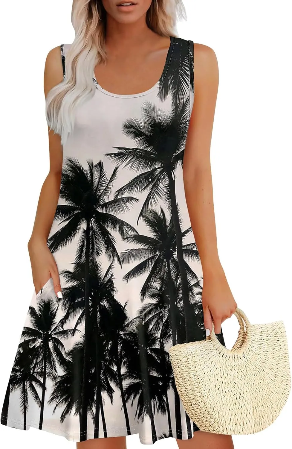 Going Out Dresses for Women Spring Tank Dress Flowy Sun Dresses Sleeveless Floral Print Dress Boho Summer Ruched Dress