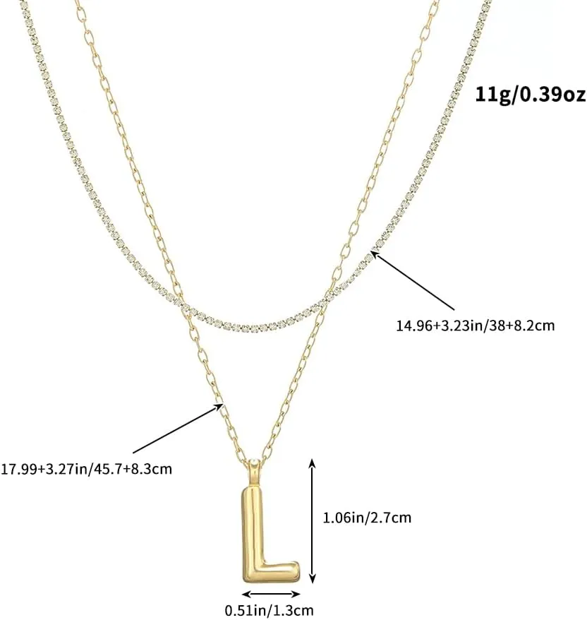 Gold Bubble Letter Necklace for Women | Individually Stackable Initial Necklaces | Dainty Gold Layered Necklace for Women | Jewelry Gift for Women