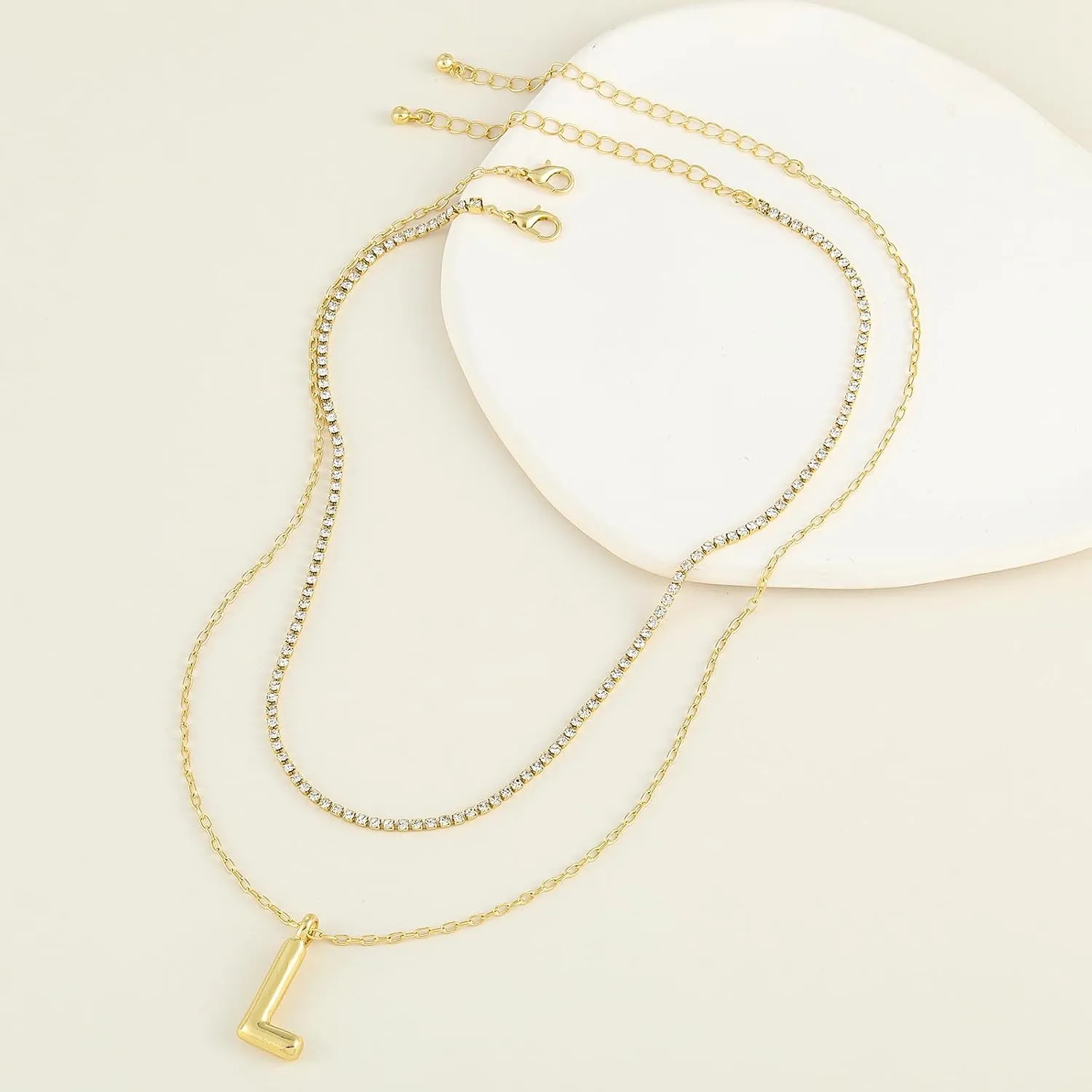 Gold Bubble Letter Necklace for Women | Individually Stackable Initial Necklaces | Dainty Gold Layered Necklace for Women | Jewelry Gift for Women