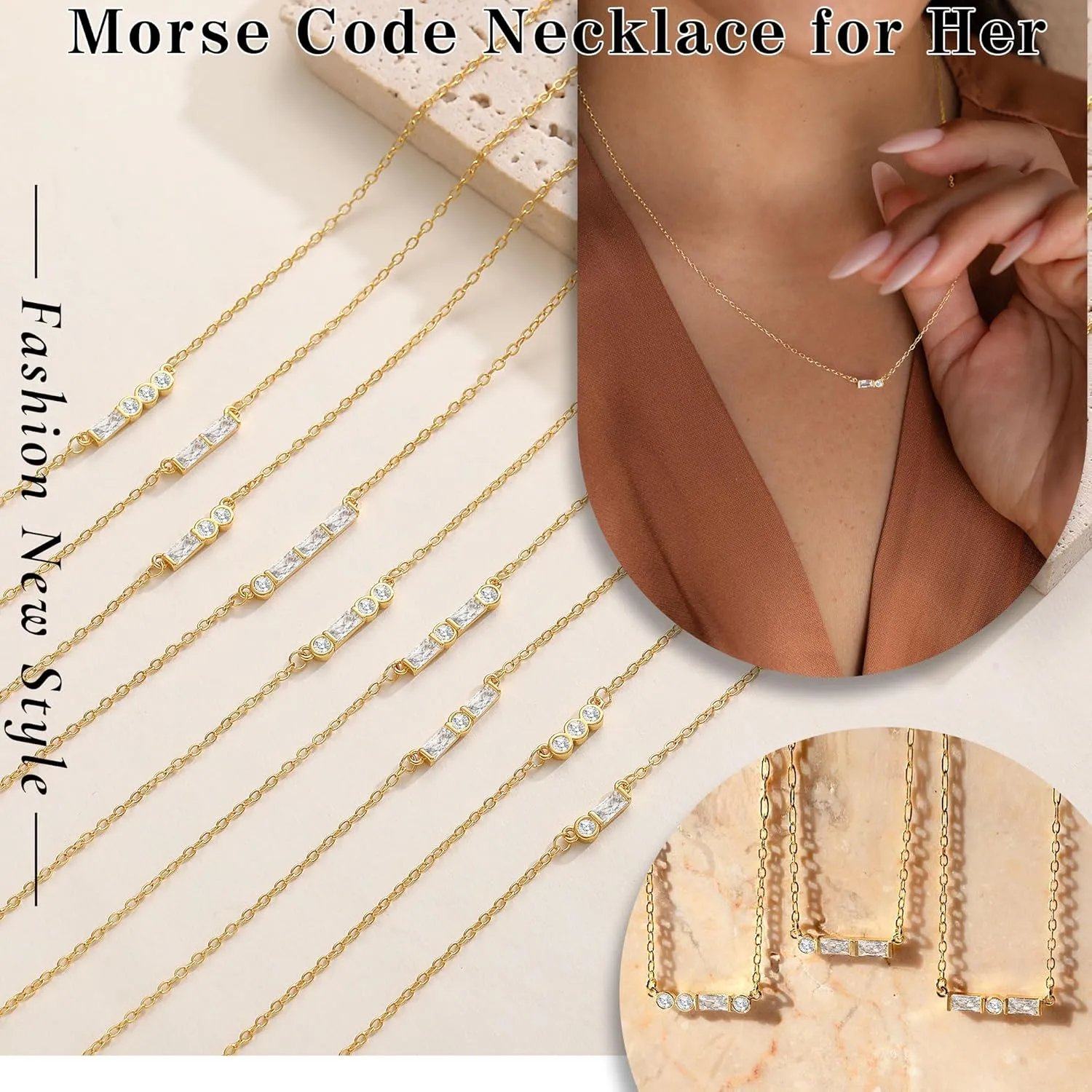 Gold Initial Necklace for Women, Dainty Gold Necklace with Morse Code Initial Necklaces for Women Trendy Letter Necklace with A-Z Crystal Choker Stocking Stuffers for Teen Birthday Christmas Jewelry