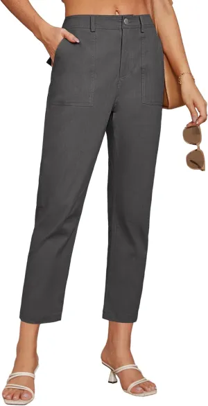 GRACE KARIN Women's Casual Work Pants High Waisted Business Dressy Pants Tapered Leg Trousers with Pockets