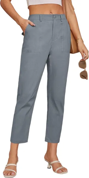 GRACE KARIN Women's Casual Work Pants High Waisted Business Dressy Pants Tapered Leg Trousers with Pockets