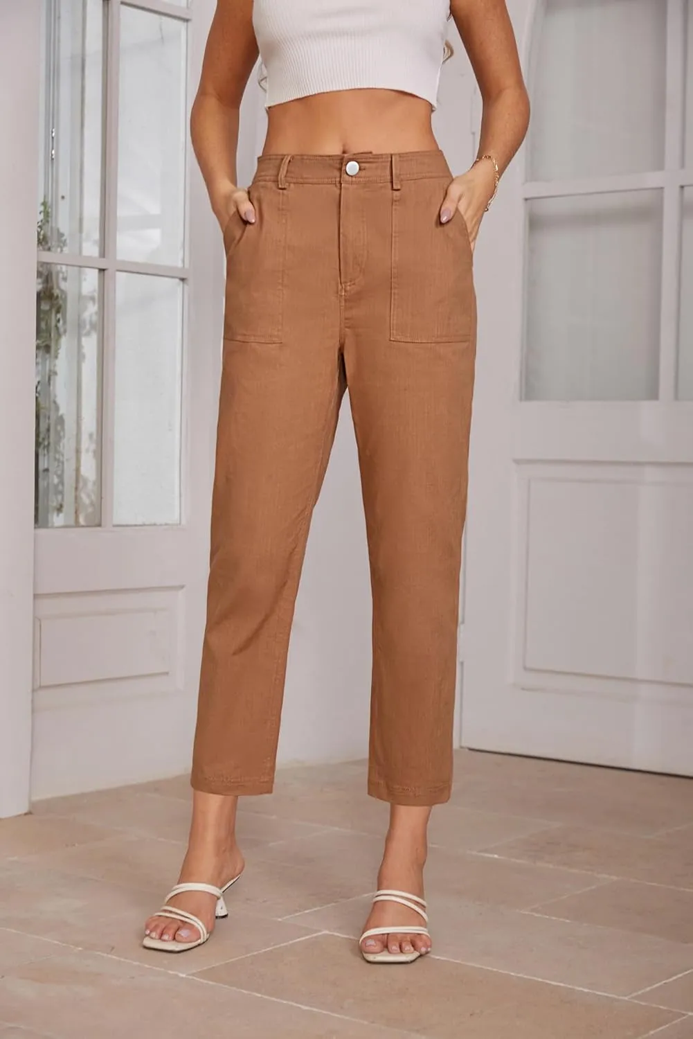 GRACE KARIN Women's Casual Work Pants High Waisted Business Dressy Pants Tapered Leg Trousers with Pockets