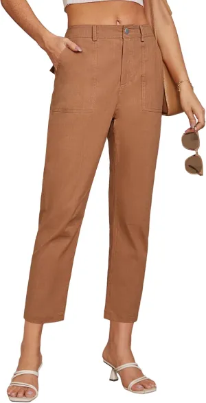 GRACE KARIN Women's Casual Work Pants High Waisted Business Dressy Pants Tapered Leg Trousers with Pockets
