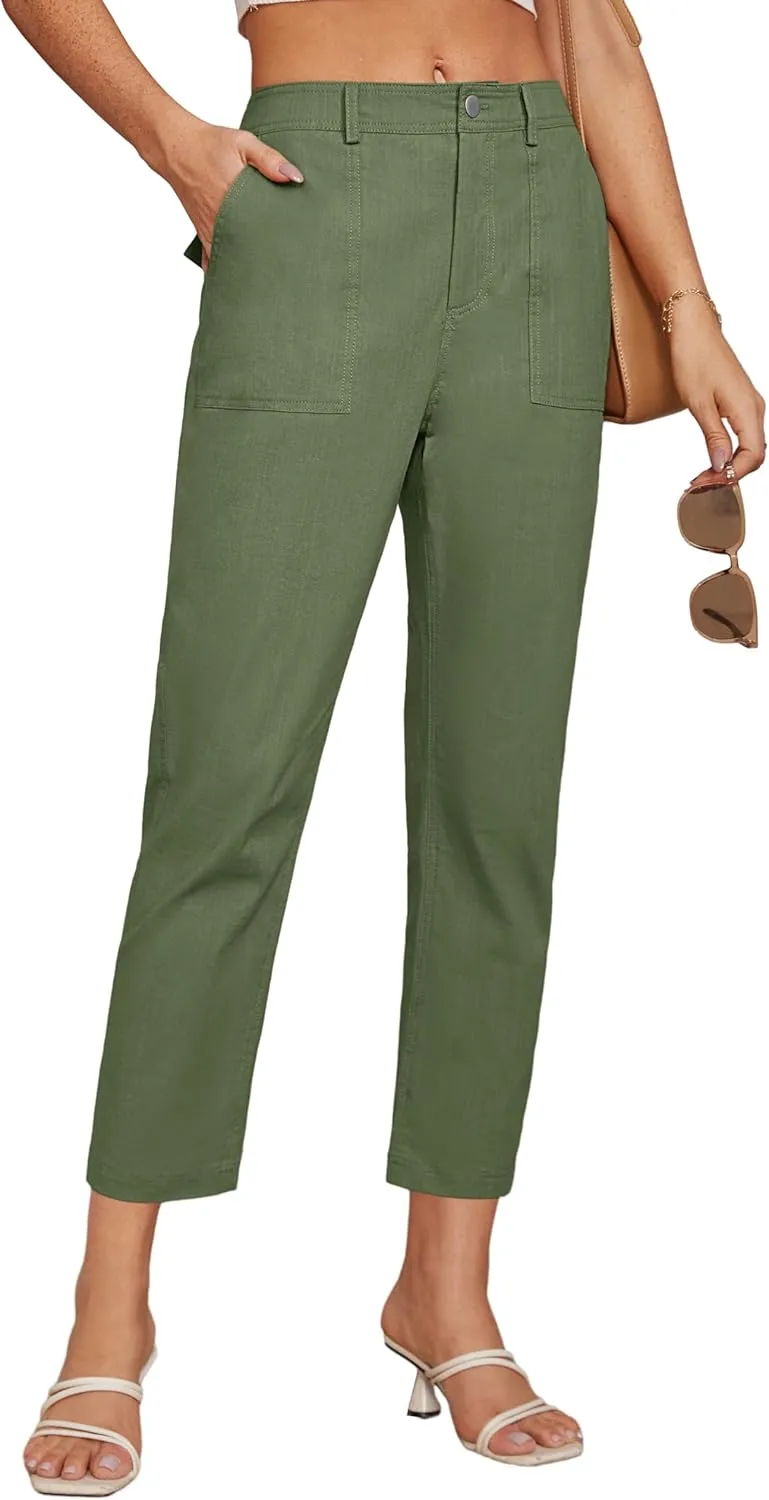 GRACE KARIN Women's Casual Work Pants High Waisted Business Dressy Pants Tapered Leg Trousers with Pockets