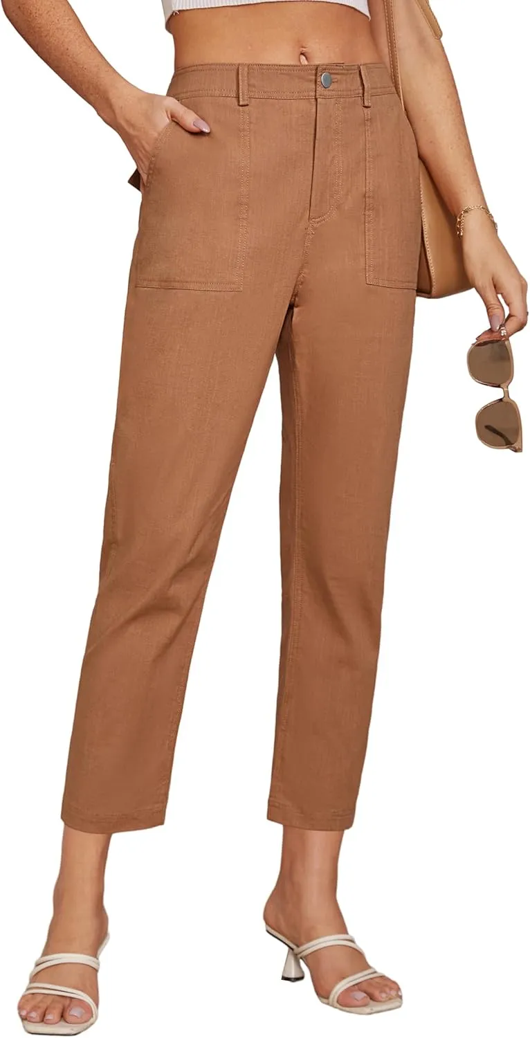GRACE KARIN Women's Casual Work Pants High Waisted Business Dressy Pants Tapered Leg Trousers with Pockets