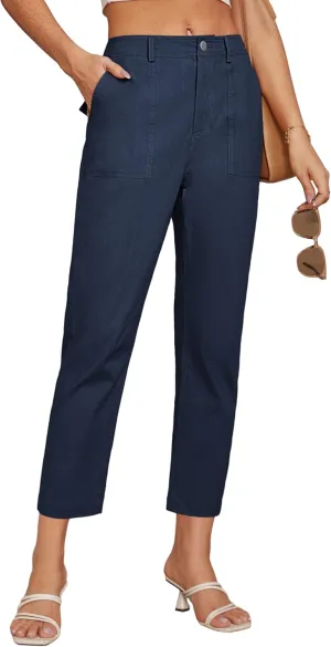 GRACE KARIN Women's Casual Work Pants High Waisted Business Dressy Pants Tapered Leg Trousers with Pockets