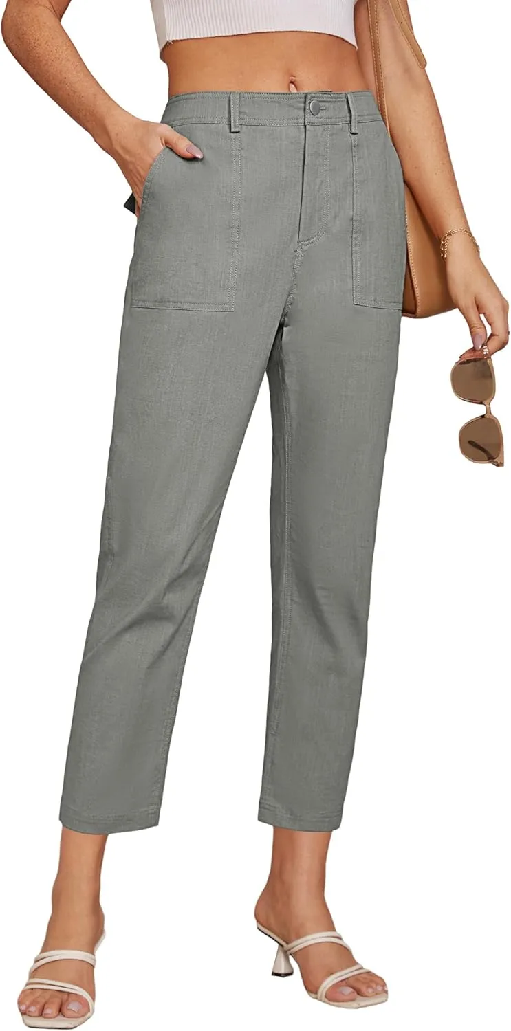GRACE KARIN Women's Casual Work Pants High Waisted Business Dressy Pants Tapered Leg Trousers with Pockets
