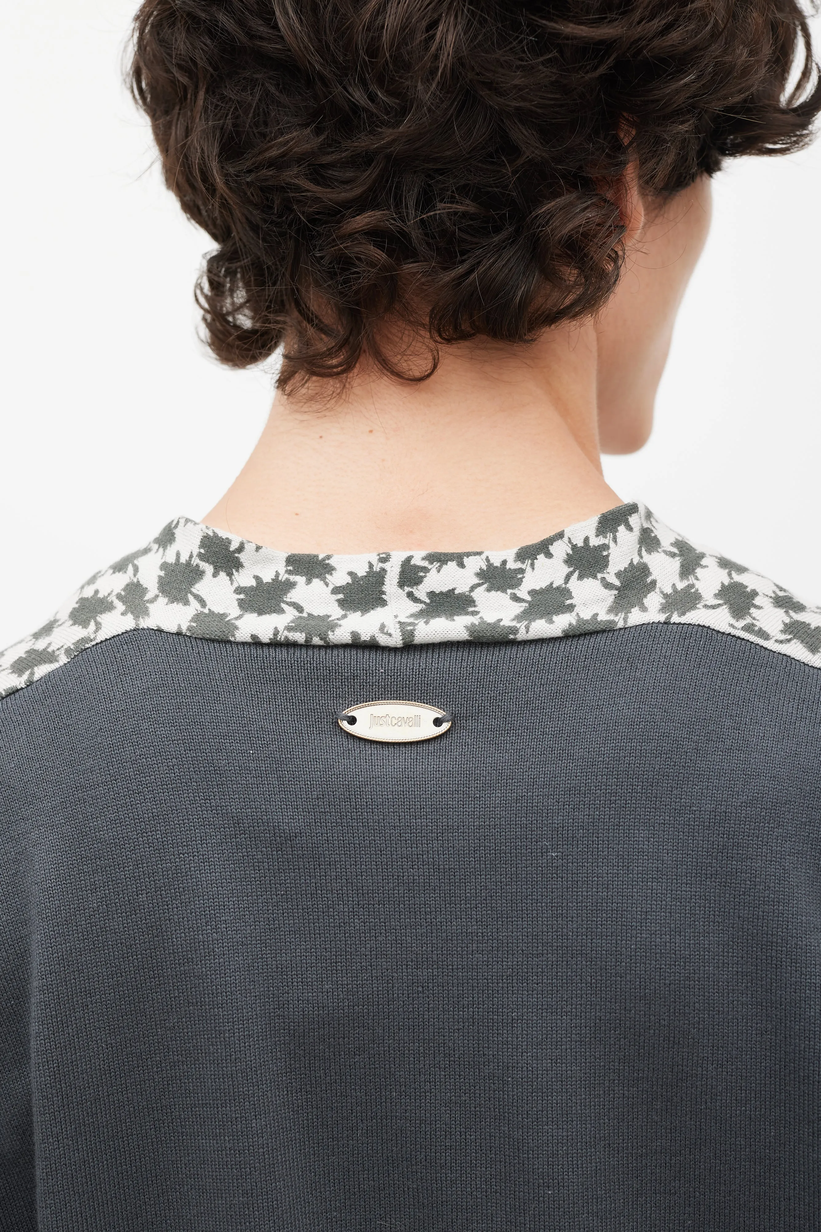Grey & Cream Patterned Cardigan