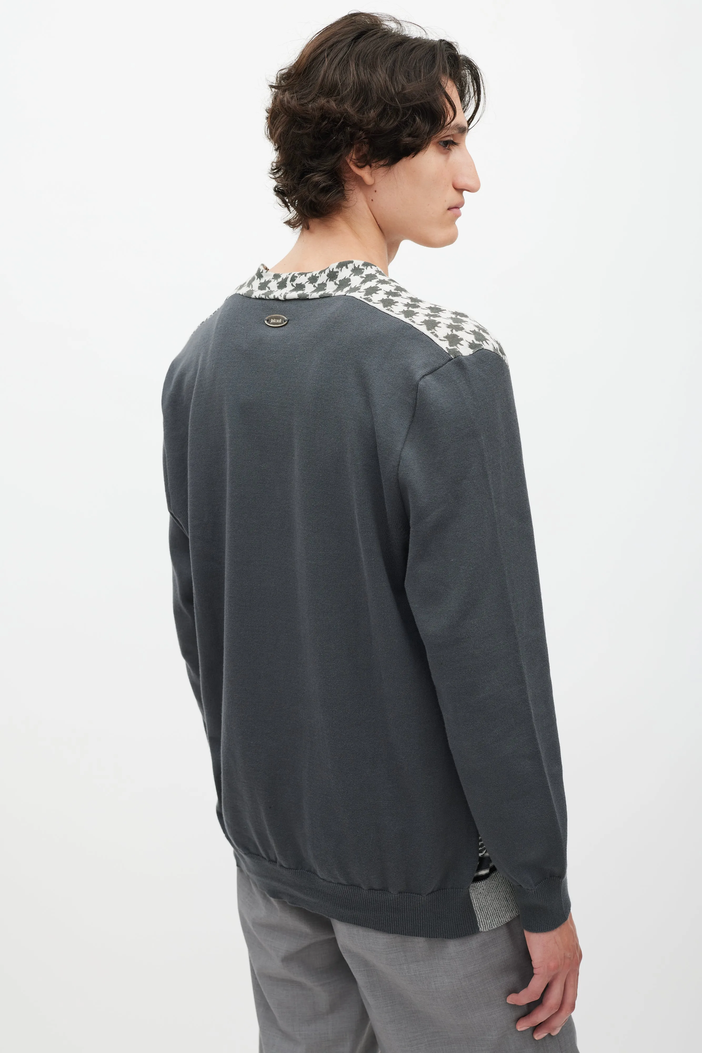 Grey & Cream Patterned Cardigan