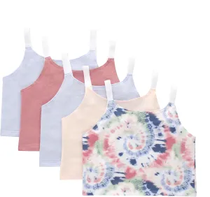 Hanes Girls' Originals Crop Cami Pack, Moisture Wicking Cotton Blend Tank, 5-Pack