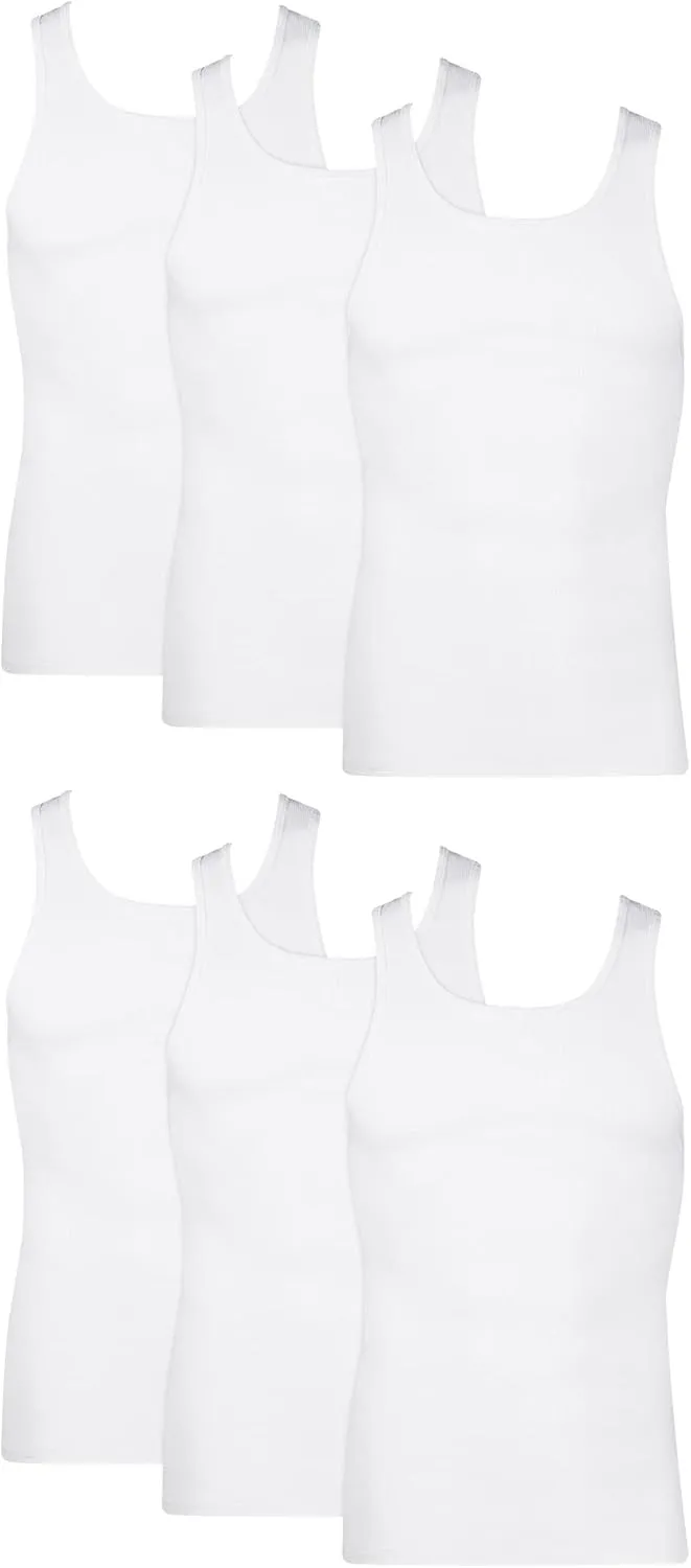 Hanes Men's, Moisture-Wicking Ribbed, Lightweight Cotton Tank Undershirts, Multi-Pack